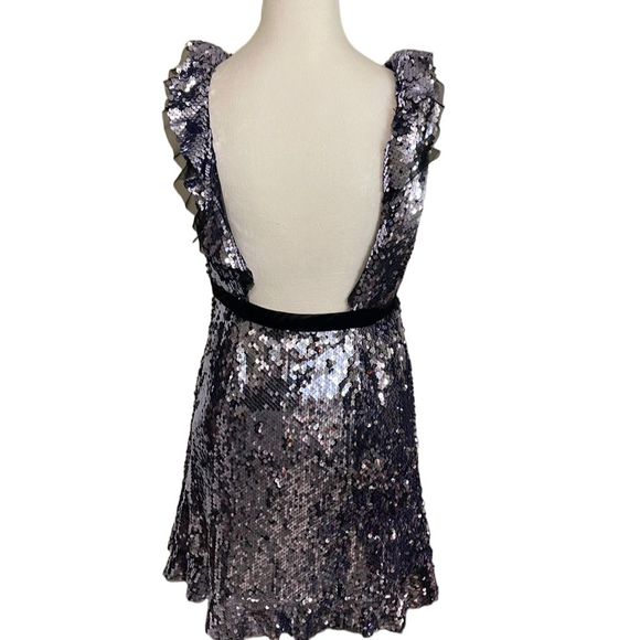 Free People Women's Purple Sequin Siren A-Line Mini Dress - Picture 5 of 6